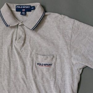 Vintage grey Polo Sport Ralph Lauren button polo🍼